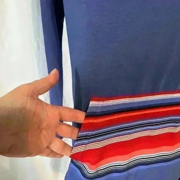 NWT LulaRoe Pullover Hoodie. Womens Size Medium. Periwinkle And Striped Accents - Picture 2 of 7